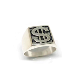 Anel Dedeira Cifrão De Prata Envelhecida 925 Maciça - loja online