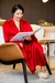 Robe cetim longo clássico vermelho com vies vermelho - comprar online
