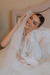 Imagem do Robe noiva cetim longo clássico off white com vies off