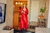 Robe cetim longo clássico vermelho com vies vermelho