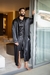 Robe masculino longo cetim preto com vies preto