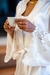 Robe noiva cetim longo Renda manga off white