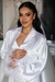 Robe noiva cetim longo Plumas branco