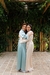 Robe Madrinhas Cetim Longo verde com vies off