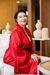 Robe cetim longo clássico vermelho com vies vermelho - comprar online