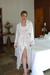 Robe noiva cetim longo Renda barra e manga off white