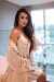 Camisola cetim curta decote costas - rose nude - Le Charm - Pijamas e Robes em Cetim Toque de Seda - Loja Oficial