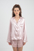 Pijama shorts e camisa manga longa cetim rose com vies off - comprar online