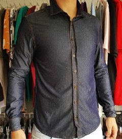 Camisa Social Manga Longa Jeans