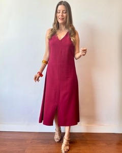 Vestido Fenda Midi Lizete - Bordô - comprar online