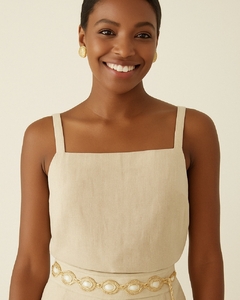 Blusa Linho Alça Ladice - Cru - comprar online