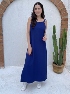 Vestido Alça Abertura - Azul Marinho - comprar online