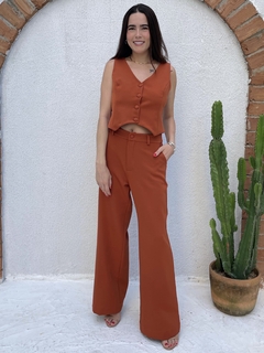Calça Reta Alfaiataria - Terracota - comprar online