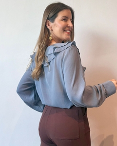Camisa Babados - Azul Jeans na internet