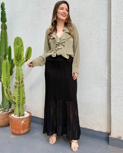 Saia Midi Tricô - Preto - comprar online