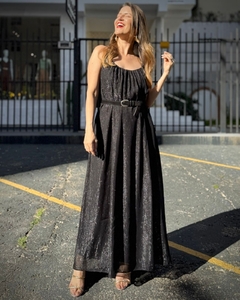 Vestido Chifon Lurex Tarantino - Preto - comprar online
