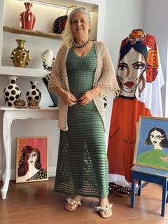 Vestido Longo Tricô - Verde Escuro - comprar online