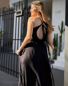 Vestido Chifon Lurex Tarantino - Preto - THAÊ