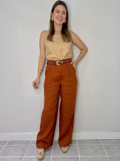 Calça Pences Linho Priscila - Telha - comprar online