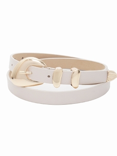 Cinto Fivela Dourada - Off White - comprar online