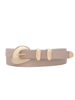 Cinto Fivela Dourada - Bege Claro - comprar online