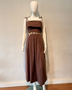Vestido Tricoline Fábia - Chocolate - comprar online