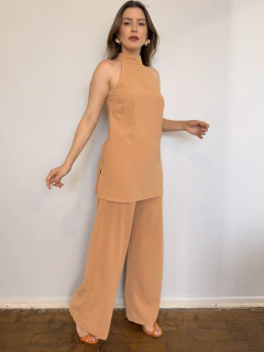 Blusa Gola Alta Crepe - Cappuccino na internet