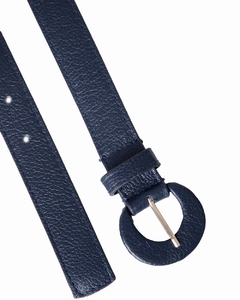 Cinto Couro Fivela Oval - Marinho - comprar online