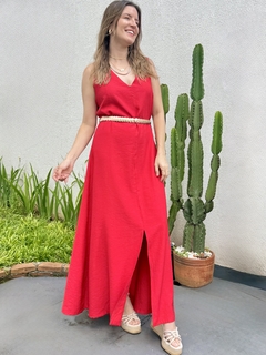 Vestido Fenda Rosângela - Vermelho - comprar online