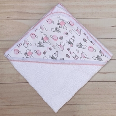 toallón con picot (oso rosa)