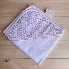 Toallón con picot (flor salmón y turquesa) - comprar online