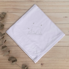 Manta de algodón (oso y conejo blanco con gris)