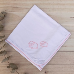 manta de algodón (oveja blanca con rosa)