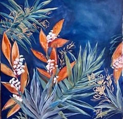 Selva en azules . oleo 80x80 - comprar online