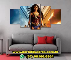 Quadro Mosaico 5 Peças Mulher Maravilha 13
