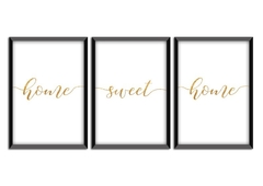 Kit composição 3 quadros home sweet home