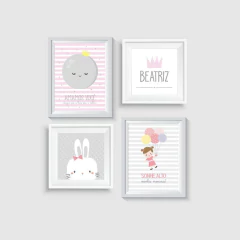 KIT 4 QUADROS LUA (NOME PERSONALIZADO)
