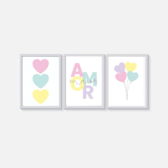 TRIO DE QUADROS AMOR/CORAÇÕES