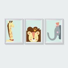 TRIO DE QUADROS BICHOS FLORESTA/SAFARI - comprar online