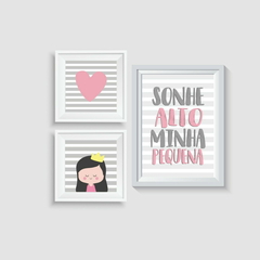 TRIO DE QUADROS SONHE ALTO MENINA (NOME PERSONALIZADO) - comprar online
