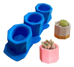 Molde Silicona X3 Macetas Chocolate Yeso Acrílico Cemento