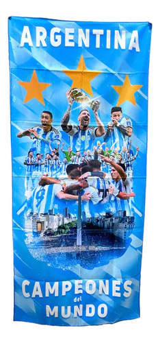 Toallones Argentina Campeón Del Mundo Copa Messi + Estuche - NICVALGROUP