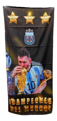 Toallones Argentina Campeón Del Mundo Copa Messi + Estuche - NICVALGROUP
