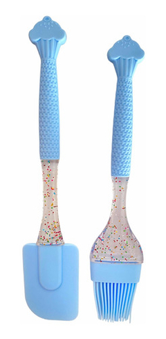 Set Espátula Pincel Silicona Acrílico Brillitos Repostería - NICVALGROUP