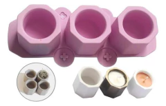 Imagen de Molde Silicona X3 Macetas Chocolate Yeso Acrílico Cemento