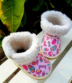 Pantubotas Botitas Bebes Camel Animal Print Fucsia Army - NICVALGROUP
