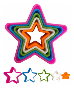 Cortante P/cookies Estrellas X5 Medidas Fondant Porcelana