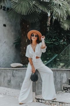 Calça Feminina Pantalona Trabalho Social Elegante Cinto