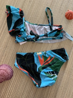 CONJUNTO INFANTIL AZUL FOLHAS BABADO (TAM 4) - comprar online