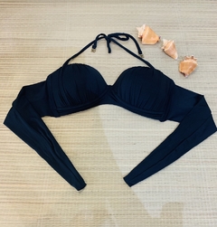 TOP LISO COM BOJO QUADRADO FRANZIDO PRETO (P) - comprar online